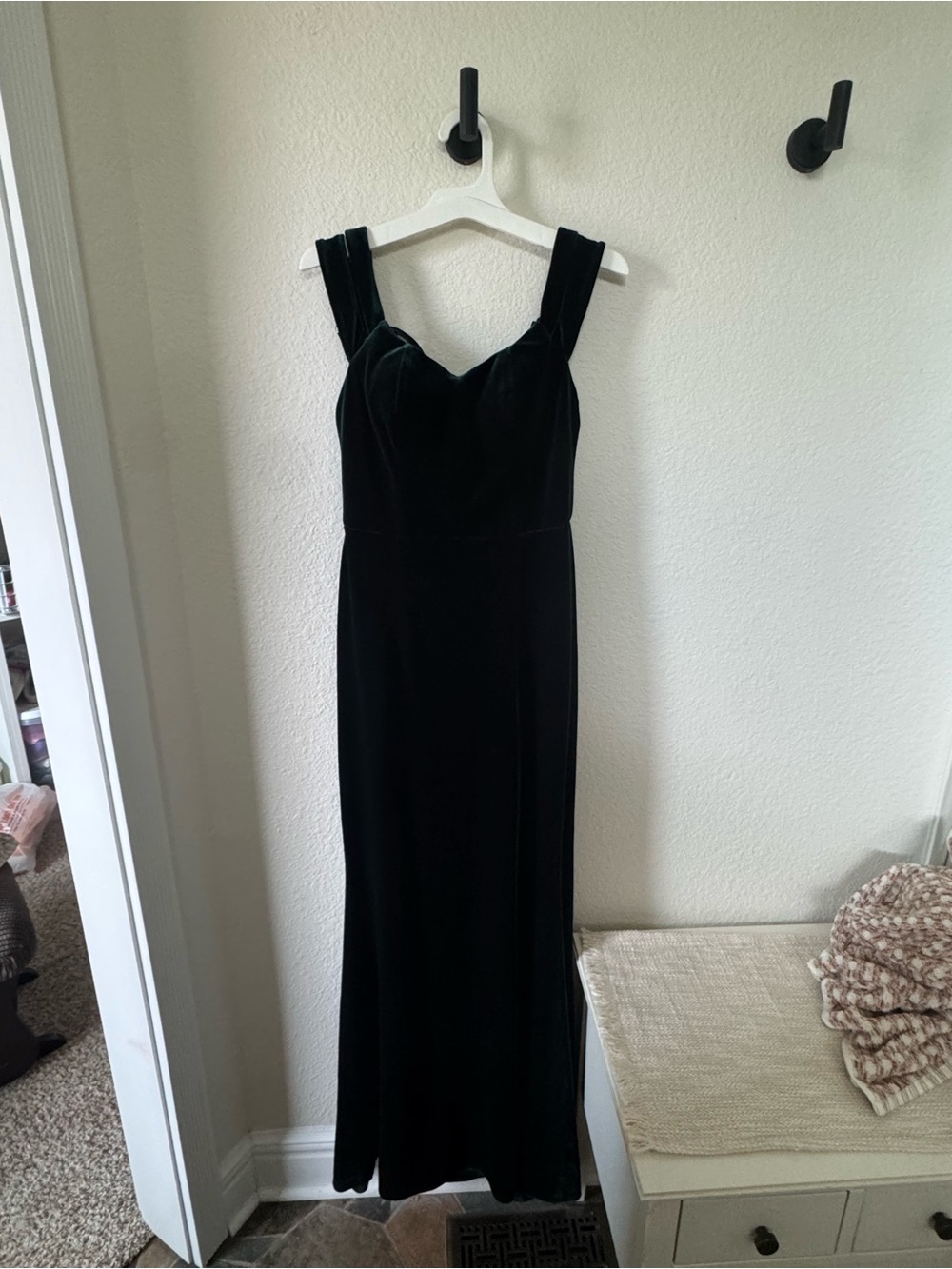 Xscape Green Velvet Maxi Dress with Wide Straps